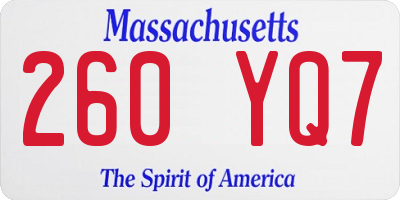 MA license plate 260YQ7