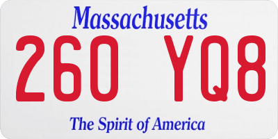 MA license plate 260YQ8