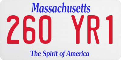 MA license plate 260YR1