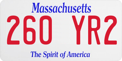 MA license plate 260YR2