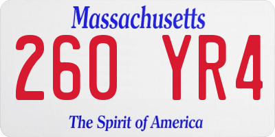MA license plate 260YR4