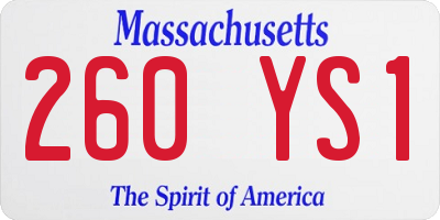 MA license plate 260YS1