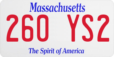 MA license plate 260YS2