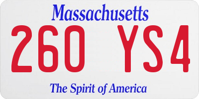 MA license plate 260YS4