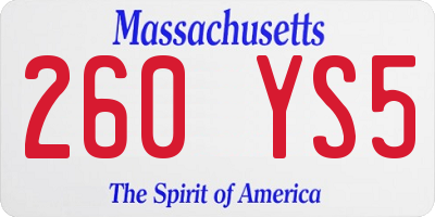 MA license plate 260YS5