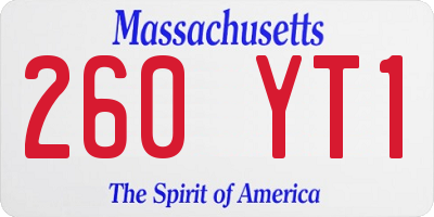 MA license plate 260YT1