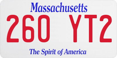MA license plate 260YT2