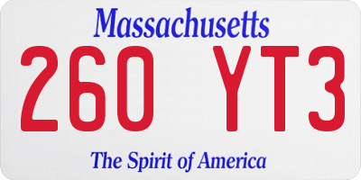 MA license plate 260YT3