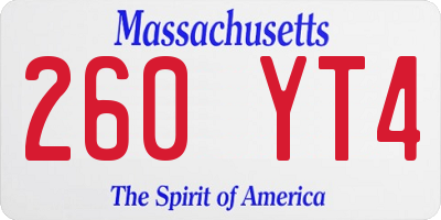 MA license plate 260YT4