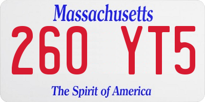 MA license plate 260YT5