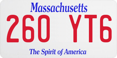 MA license plate 260YT6