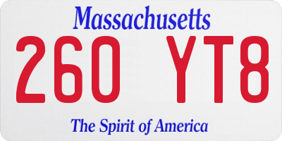 MA license plate 260YT8