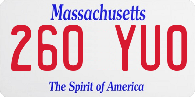 MA license plate 260YU0