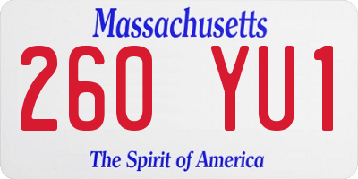 MA license plate 260YU1