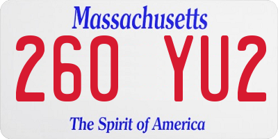MA license plate 260YU2
