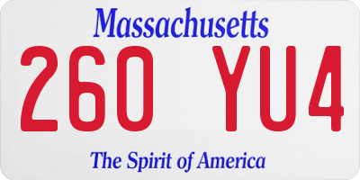 MA license plate 260YU4