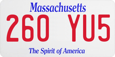 MA license plate 260YU5