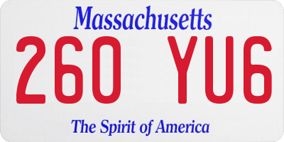 MA license plate 260YU6
