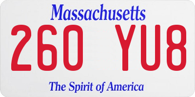 MA license plate 260YU8