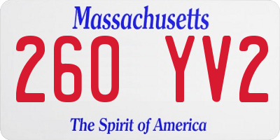 MA license plate 260YV2