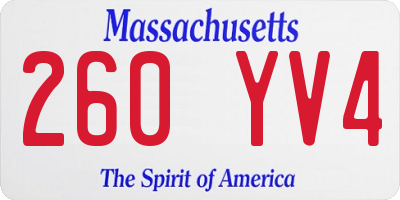 MA license plate 260YV4