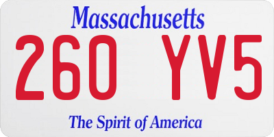 MA license plate 260YV5
