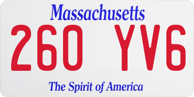 MA license plate 260YV6