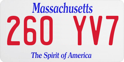 MA license plate 260YV7