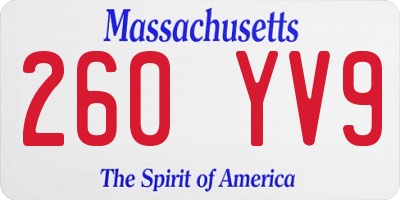 MA license plate 260YV9