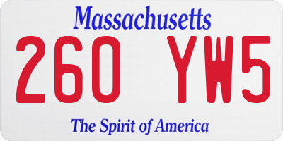 MA license plate 260YW5