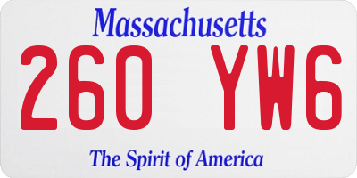 MA license plate 260YW6