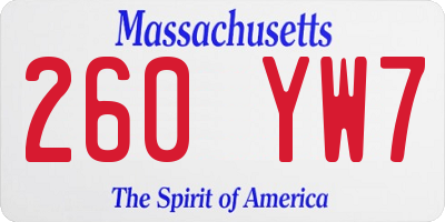 MA license plate 260YW7