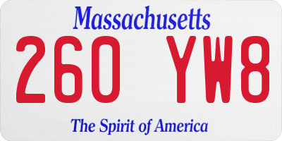 MA license plate 260YW8