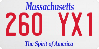 MA license plate 260YX1