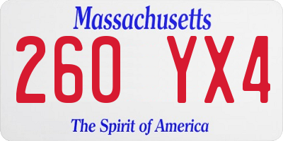 MA license plate 260YX4