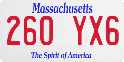 MA license plate 260YX6