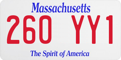 MA license plate 260YY1