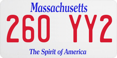 MA license plate 260YY2