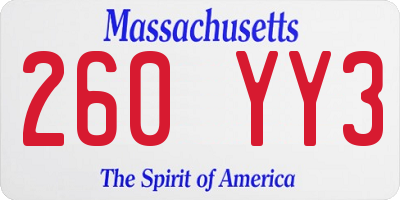 MA license plate 260YY3