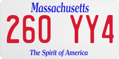 MA license plate 260YY4