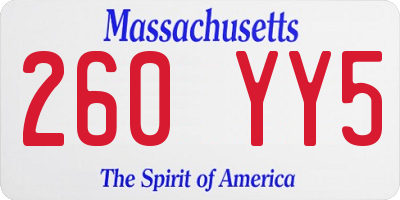 MA license plate 260YY5
