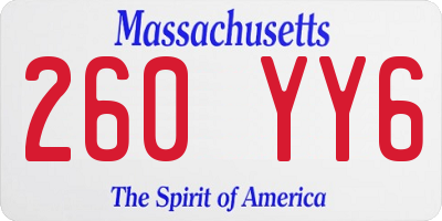 MA license plate 260YY6