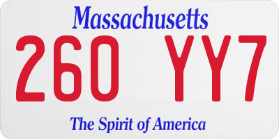 MA license plate 260YY7