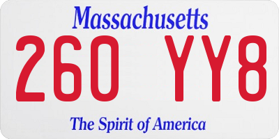 MA license plate 260YY8