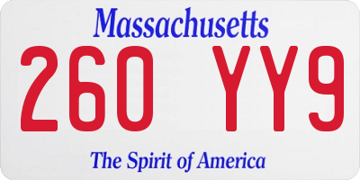 MA license plate 260YY9