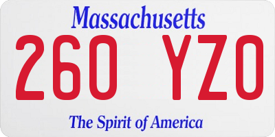 MA license plate 260YZ0