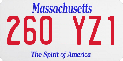 MA license plate 260YZ1
