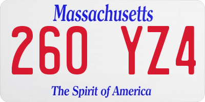 MA license plate 260YZ4
