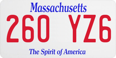 MA license plate 260YZ6
