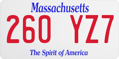 MA license plate 260YZ7